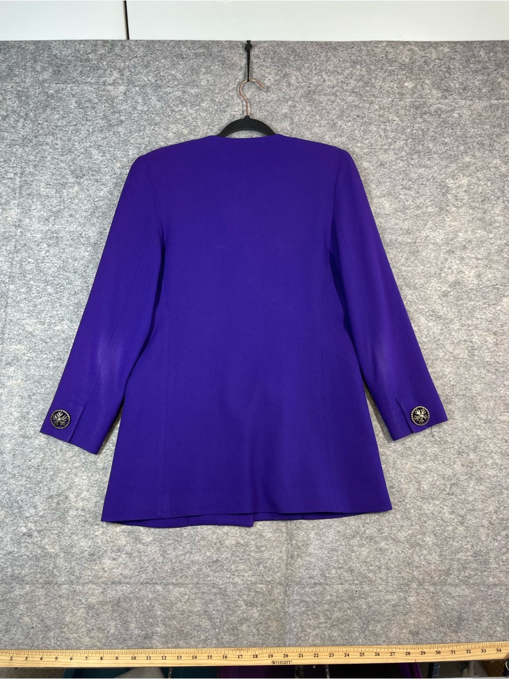 Don Vito Purple Wool Blazer Jacket Vintage Minimalist Career Chic Size 4 Office - Picture 15 of 16